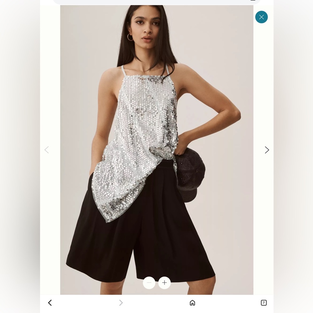 Anthropologie Silver Sequin Tank Top